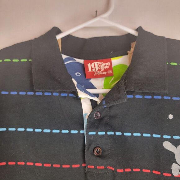 1928 for Disney Mens Size 2XL Multicolor Striped Cotton Y2K Polo - Picture 2 of 8